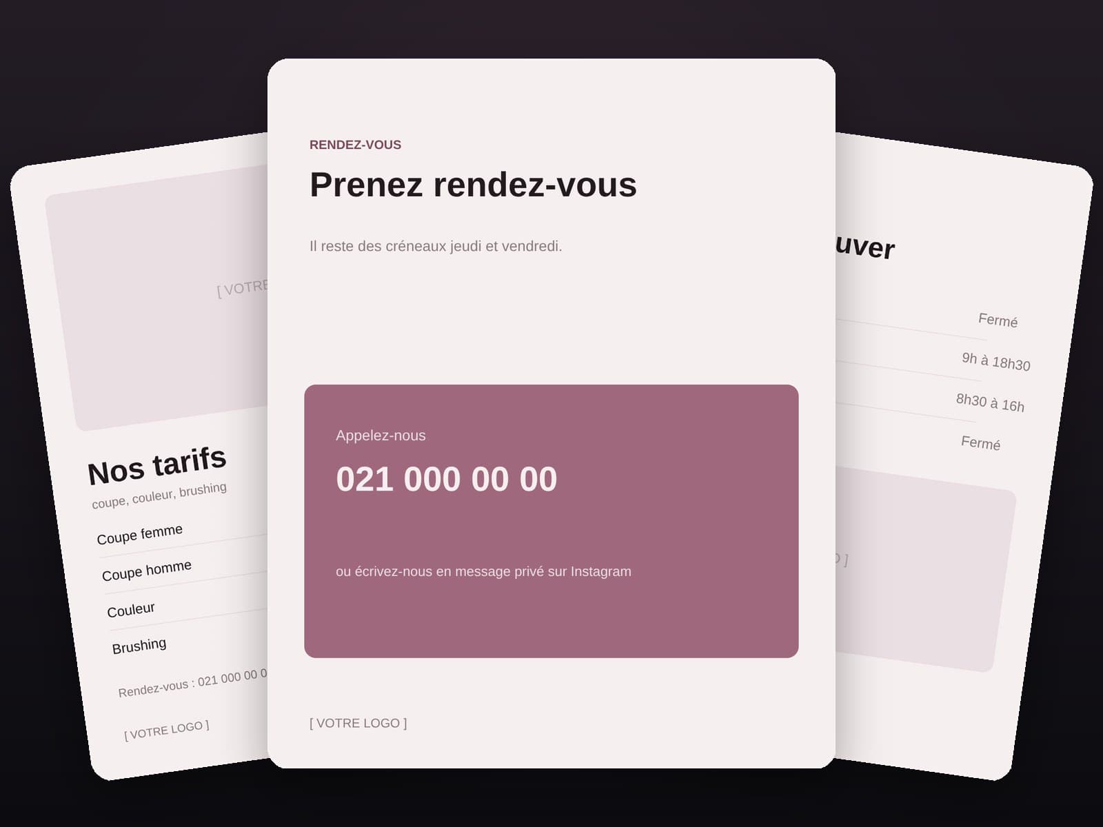 Kit 30 posts par métier · Coiffure & Beauté